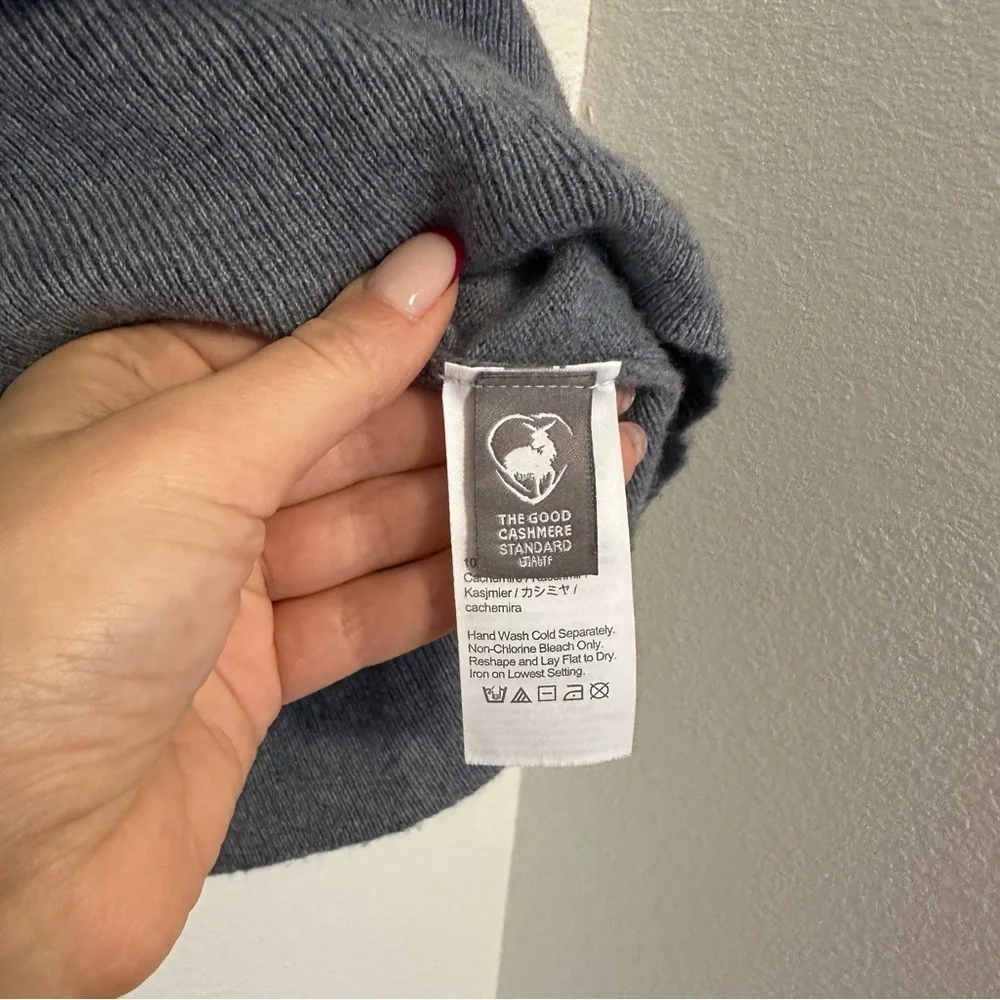 J Crew Cashmere Fold Over Turtlen Sweater Light Blue Gray Color Size Small Women